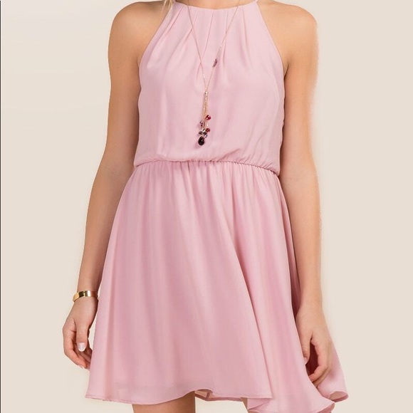 Lush Blouson Chiffon Mauve Skater Dress - Picture 1 of 8